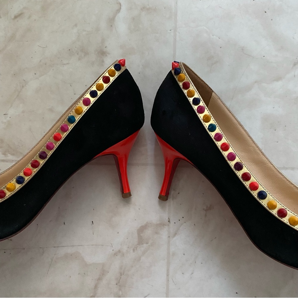 Christian Louboutin Multicolor Suede Leather Malabar Hill Spiked Pumps Heels 9 - Picture 6 of 13